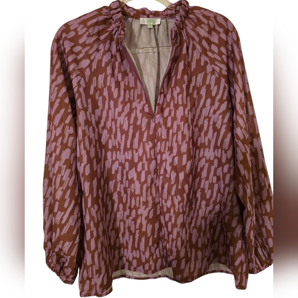 Jade by Melody Tam blouse, size M, pink & brown color. - Picture 2 of 8